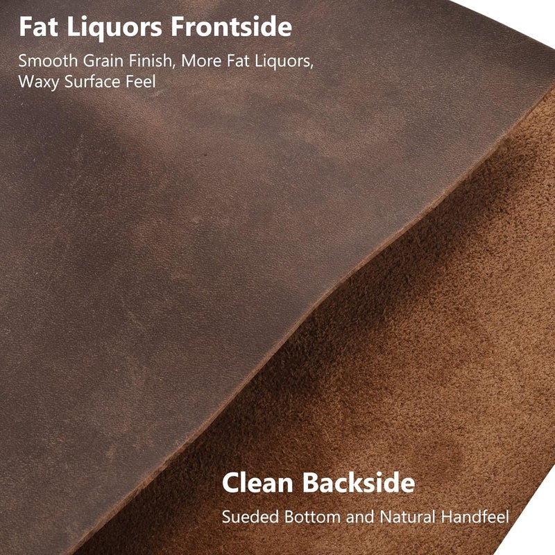 TeeLiy Genuine Leather Tooling Sheets 1.8-2.0MM Thick Full Grain Oil Tan Crazy Horse Cowhide Leather Sheets for Crafts Tooling Sewing Wallet Earring Hobby (Brown, 8"x12") - Image 3